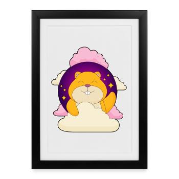 Nuages de hamster - Affiche encadrée (27 × 37 cm) - noir - Devant