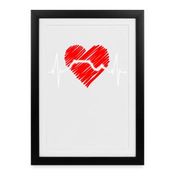 Cape Town Skyline Heartbeat Afrique du Sud Table Mountain - Affiche encadrée (27 × 37 cm) - noir - Devant