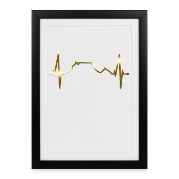 Cape Town Skyline Heartbeat Afrique du Sud Table Mountain - Affiche encadrée (27 × 37 cm) - noir - Devant