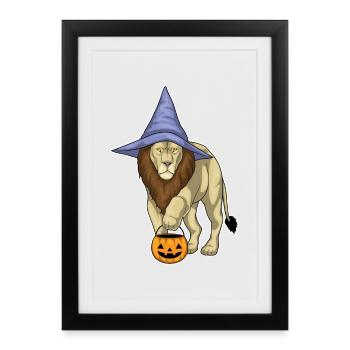 Lion Halloween Witch - Framed poster (27 × 37 cm) - black - Front