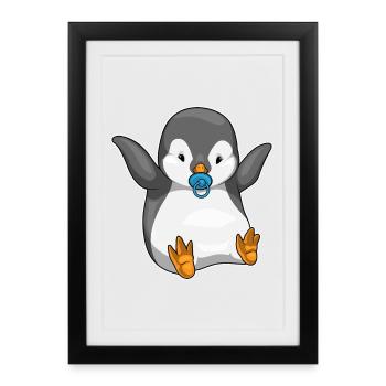Tétine bébé pingouin - Affiche encadrée (27 × 37 cm) - noir - Devant