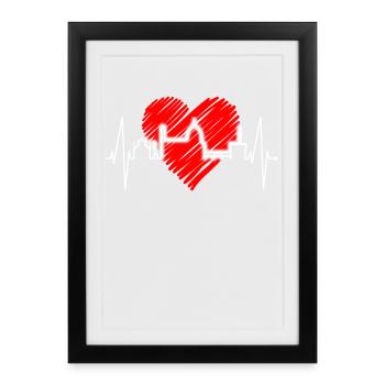 Florence Skyline Italy Heartbeat I Love Firenze - Framed poster (27 × 37 cm) - black - Front