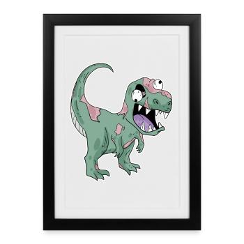 Dinosaur Zombie Creepy - Framed poster (27 × 37 cm) - black - Front