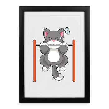 Culturisme Chat Culturisme Culturisme - Affiche encadrée (27 × 37 cm) - noir - Devant