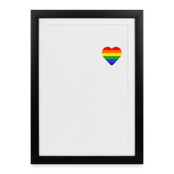 LGBTQ arc-en-ciel coeur fierté drapeau gay csd lgbt - Affiche encadrée (27 × 37 cm) - noir - Devant