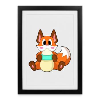 Biberon de lait pour bébé Fox - Affiche encadrée (27 × 37 cm) - noir - Devant