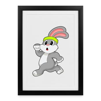 Lapin, Joggeur, Jogging, Sport - Affiche encadrée (27 × 37 cm) - noir - Devant