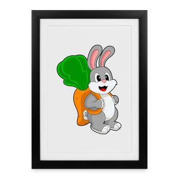 École de sac à dos lapin étudiant - Affiche encadrée (27 × 37 cm) - noir - Devant