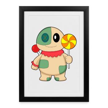 Poupée vaudou Halloween sucettes - Affiche encadrée (27 × 37 cm) - noir - Devant