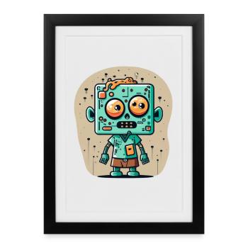 zombie mignon avec une tête carrée - Affiche encadrée (27 × 37 cm) - noir - Devant