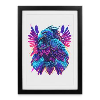 Néon Adler Synthwave Adler - Affiche encadrée (27 × 37 cm) - noir - Devant