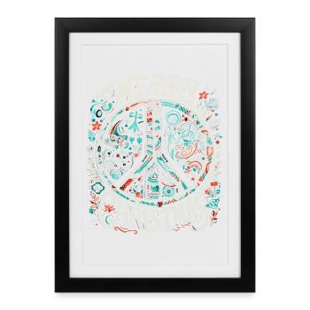 Frohen Weihnachten Friedensbotschaft Vintage - Gerahmtes Poster (27 × 37 cm) - Schwarz - Vorne