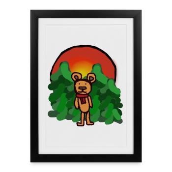 forest dweller, fairy tale, bear, alone, loneliness, forest - Framed poster (27 × 37 cm) - black - Front