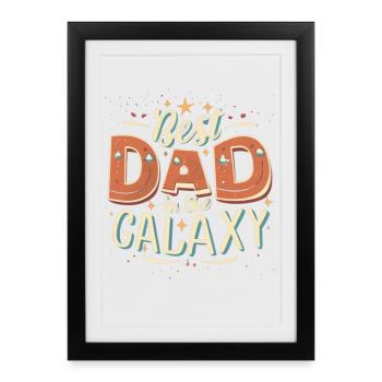 Meilleur papa de la galaxie - Affiche encadrée (27 × 37 cm) - noir - Devant