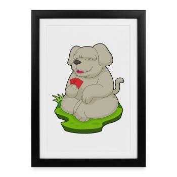 Cartes de poker Dog Poker - Affiche encadrée (27 × 37 cm) - noir - Devant