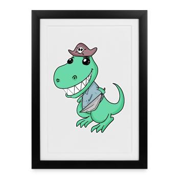 Dinosaur Pirate for Kids - Framed poster (27 × 37 cm) - black - Front