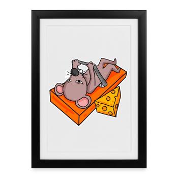 Fitness Souris Musculation Gym - Affiche encadrée (27 × 37 cm) - noir - Devant