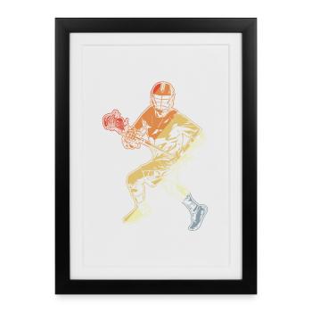 Lacrosse Player Drawing - Framed poster (27 × 37 cm) - black - Front