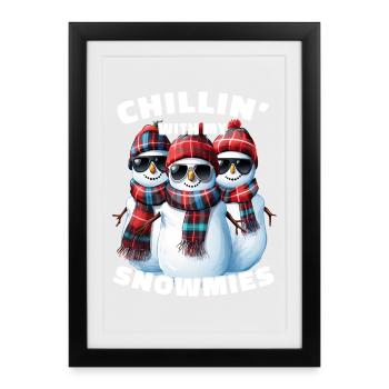 Chillin With My Snowmies Sunglasses Snowmen - Framed poster (27 × 37 cm) - black - Front
