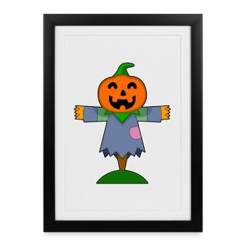 Scarecrow Halloween Pumpkin - Framed poster (27 × 37 cm) - black - Front