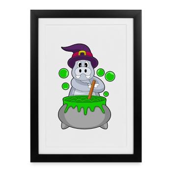 Potion de Sorcière Hippopotame - Affiche encadrée (27 × 37 cm) - noir - Devant