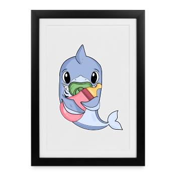 Baby Dolphin - Framed poster (27 × 37 cm) - black - Front