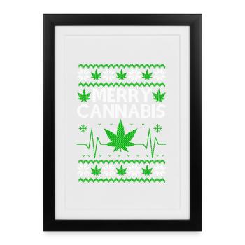 Joyeux Noël, Joyeux Cannabis - Affiche encadrée (27 × 37 cm) - noir - Devant