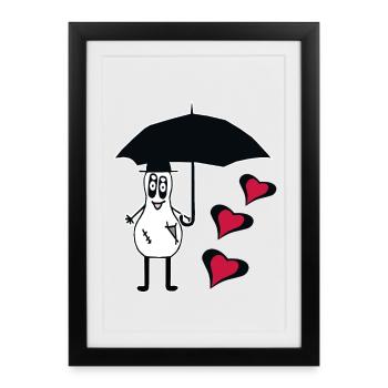 Halloween Ghost Umbrella Hearts Fantasy - Framed poster (27 × 37 cm) - black - Front