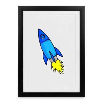 Blue Rocket - Framed poster (27 × 37 cm) - black - Front