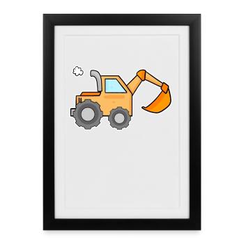 Excavator Construction Site Heavy Machinery Gift - Framed poster (27 × 37 cm) - black - Front