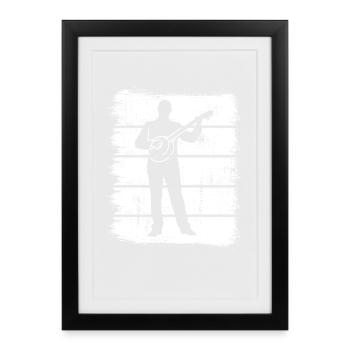 Banjospieler Skizze - Gerahmtes Poster (27 × 37 cm) - Schwarz - Vorne