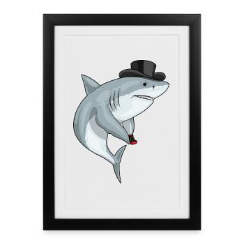 Bague de mariage Shark Groom Wedding - Affiche encadrée (27 × 37 cm) - noir - Devant