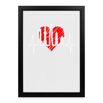 Shanghai Skyline Heartbeat Chine J’aime Shanghai - Affiche encadrée (27 × 37 cm) - noir - Devant