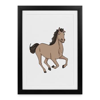 Cheval mignon - Équitation - Affiche encadrée (27 × 37 cm) - noir - Devant