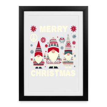Secret Santa Christmas Gnomes - Framed poster (27 × 37 cm) - black - Front