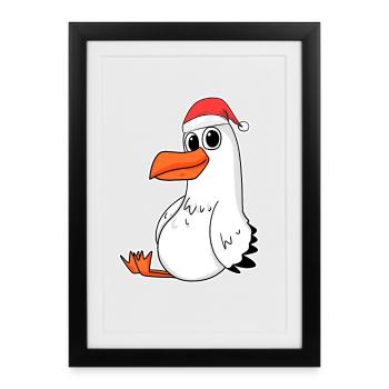 Seagull Christmas - Framed poster (27 × 37 cm) - black - Front