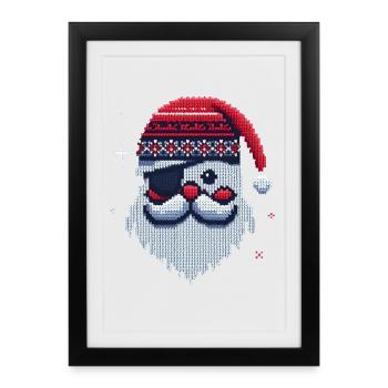 Santa Claus Kawaii Knitting Pattern - Framed poster (27 × 37 cm) - black - Front