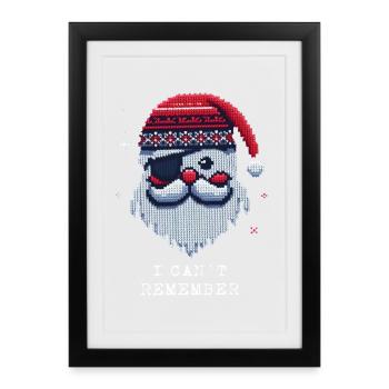 Santa Claus with Eye Patch Knitting Pattern - Framed poster (27 × 37 cm) - black - Front