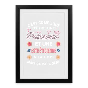 Cadeau Humoristique Esthéticienne Princesse - Affiche encadrée (27 × 37 cm) - noir - Devant