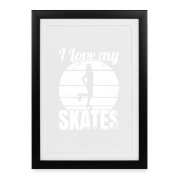 Amateur de patin à roulettes - Affiche encadrée (27 × 37 cm) - noir - Devant