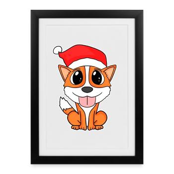 Welsh Corgi Dog Animal Christmas - Framed poster (27 × 37 cm) - black - Front
