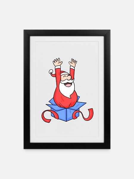 Weihnachtsmann Überraschung - Gerahmtes Poster (27 × 37 cm) - Schwarz