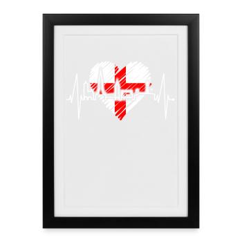 Freiburg im Breisgau Skyline Heartbeat Freiburger - Framed poster (27 × 37 cm) - black - Front