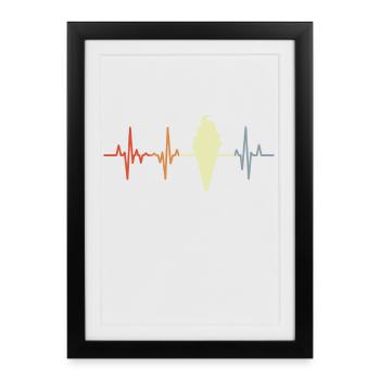 Cornet de crème glacée palpitations coeur look vintage - Affiche encadrée (27 × 37 cm) - noir - Devant
