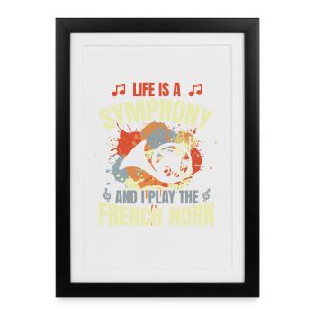 French Horn Motivation - Framed poster (27 × 37 cm) - black - Front