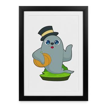 Citrouille d'Halloween scellée - Affiche encadrée (27 × 37 cm) - noir - Devant