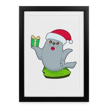Seal Christmas Package - Framed poster (27 × 37 cm) - black - Front