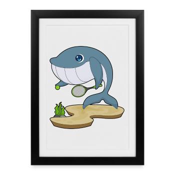 Sport de raquette de tennis de tennis de baleine - Affiche encadrée (27 × 37 cm) - noir - Devant