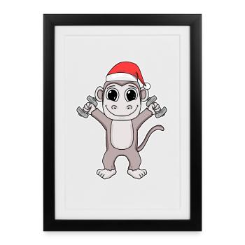 Monkey Gym Sport Sporty Christmas - Framed poster (27 × 37 cm) - black - Front