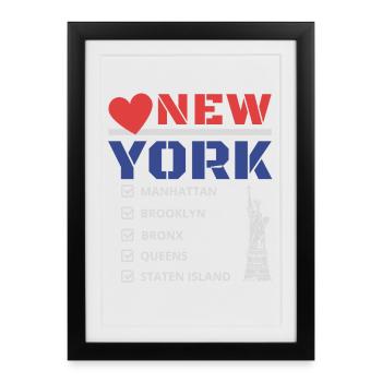 New York City Five Boroughs J'aime New York Bronx - Affiche encadrée (27 × 37 cm) - noir - Devant